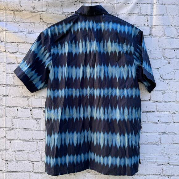A.P.C. Shirt Ross Tie Dye Button Up Short Sleeve Cotton Blue Medium Classic - Picture 2 of 8